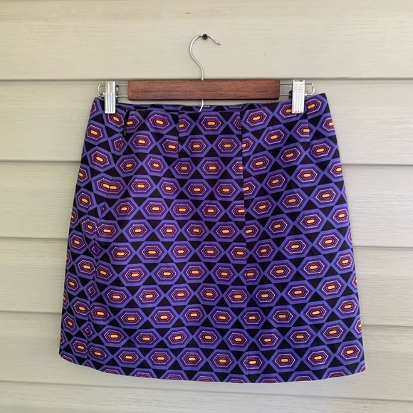 KATE SPADE Saturday Mini Skirt straight cotton blend sz 6 abstract retro NWOT - Picture 2 of 9